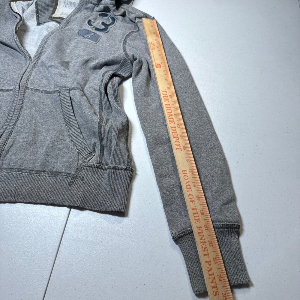 Y2K Vintage American Eagle Outfitters Mens Small Gray Full Zip Hoodie Sweatshirt - Picture 6 of 13